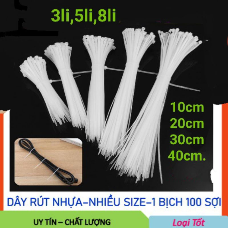 Dây Rút Nhựa, dây Thít Đủ Size 20cm,30cm ,40cm túi 100 cái loại tốt ...