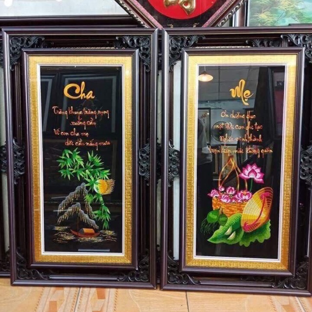 Tranh thêu cha mẹ đã thêu sẵn chưa lên khung | Shopee Việt Nam