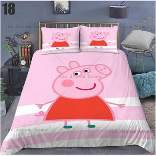 G13 Peppa Pig Anime 3in1 Bộ Chăn Ga Gối Chăn Ga Gối Phòng Ngủ Thoải Mái Có Thể Giặt Được Nhà Phù Hợp Với G13