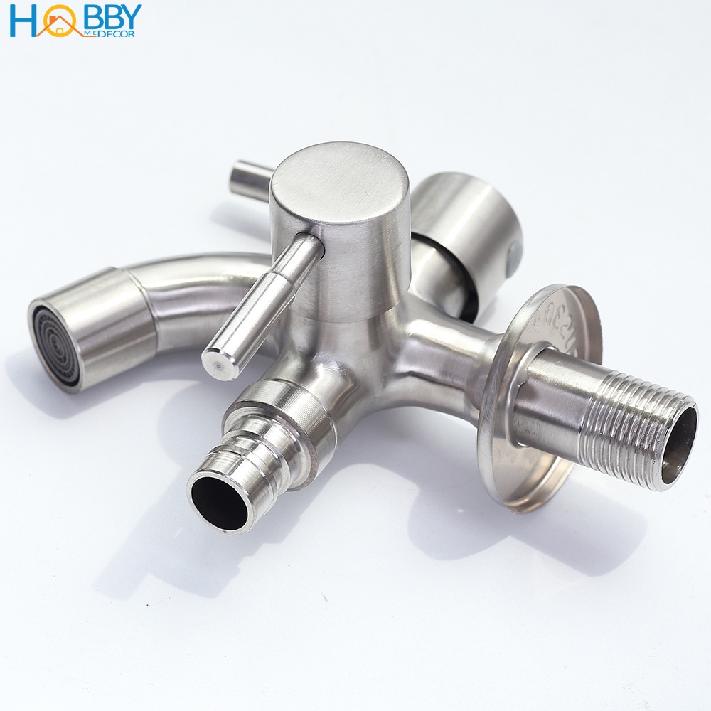 Vòi củ sen lạnh đa năng 2 đầu xả Inox 304 ren 21 Hobby home decor CS1