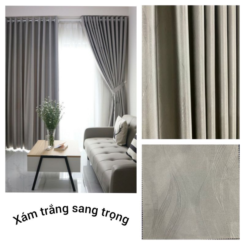 Rèm Cửa Sổ, Rèm Cửa Chính Màu Xám Trắng Chống Nắng Tốt Nhiều Kích Thước Lựa Chọn