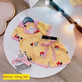 [ 18Kg - 26KG ]Đồ Bộ Bé Gái Pijama Lụa Cao Cấp Tay Ngắn - Chất Vải Thoáng Mát_BM33