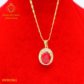 Dây Chuyền Nữ Titan, Vòng Cổ Mặt Đính Đá Xi Mạ Vàng Non 24k Cao Cấp - Trang Sức Hava Hong Kong