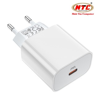 Cốc sạc nhanh Hoco C76A Plus cổng TypeC PD 20W, chân tròn EU (Trắng) - Phụ Kiện Nhất Tín
