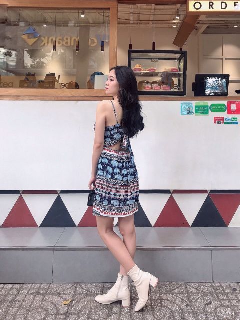 ĐẦM CỘT NƠ LƯNG LOLI DRESS HỌA TIẾT XINH XẮN