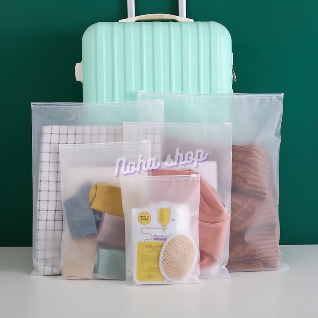 Bộ 5 Túi zip lụa mờ đựng quần áo, mỹ phẩm, giày dép, vớ du lịch / Túi bảo quản quần áo vật dụng