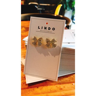 Khuyên tai/Bông tai nữ nơ đính đá LINDO