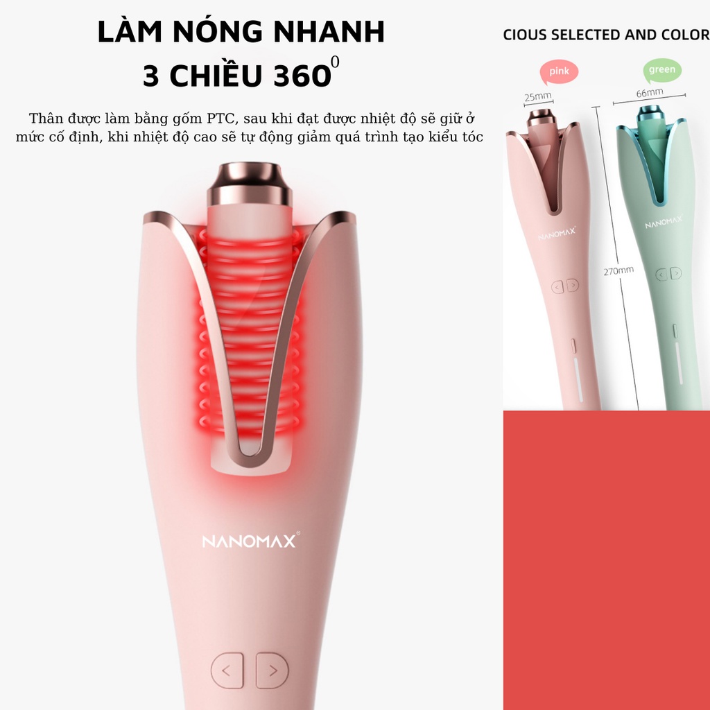 Ảnh Máy Uốn Tóc Tự Động Xoay 360 Độ Nanomax Xn-389, Thiết Kế Xoay 3 In 1 Dễ Dàng Tạo Kiểu - Bảo Hành 6 Tháng 3