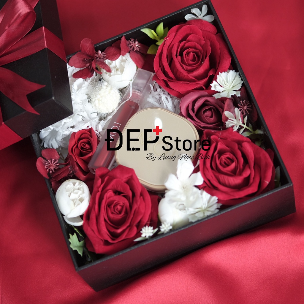 Mô tả Hộp quà tặng ĐẸP+ Store gồm hoa sáp thơm 20*20*20cm - 1