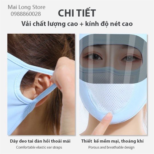 Khẩu trang mặt nạ ninja có kính chống nắng vải thun lạnh thoáng mát hè 2021