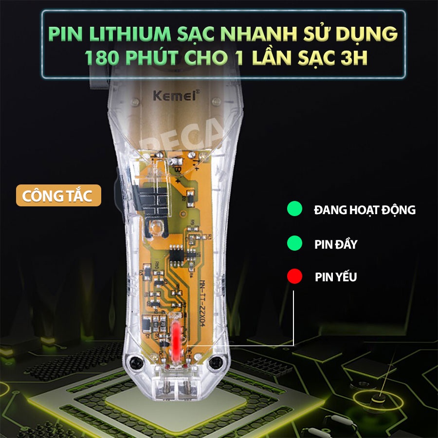 Mô tả Tông đơ cắt tóc chuyên nghiệp Kemei KM-NG203 sạc nhanh USB công suất mạnh có thể dùng cạo tóc/ fade tóc- Hàng chính hãng - 8
