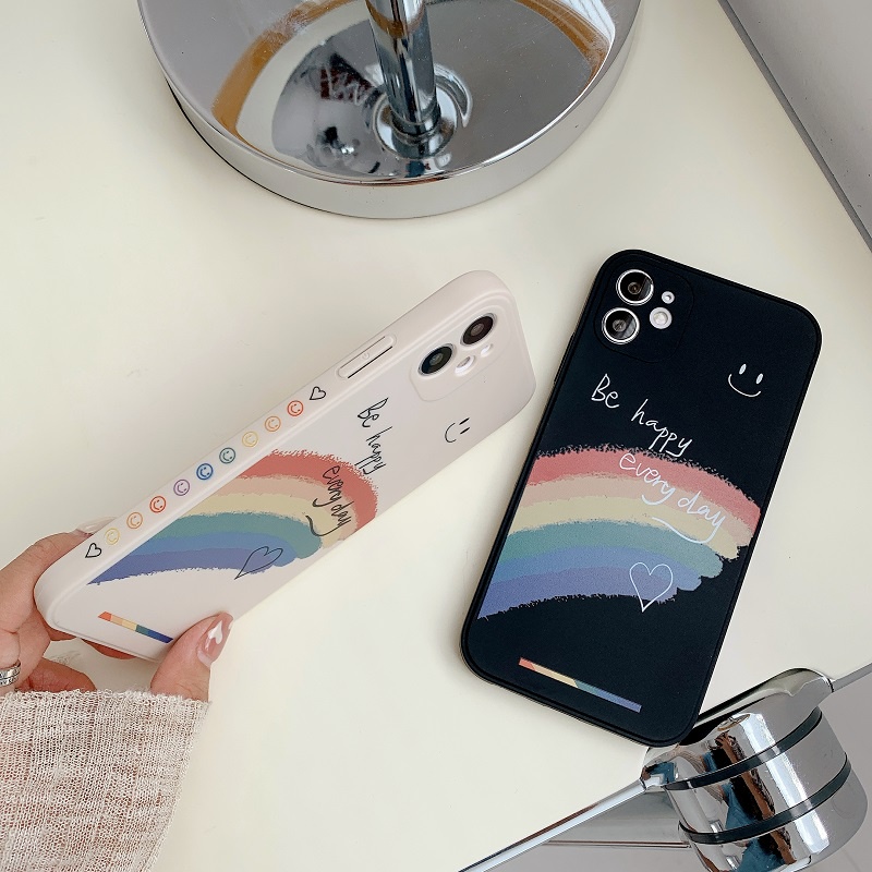 Ốp Điện Thoại Silicon TPU Mềm Hình Mặt Cười Cầu Vồng Cho IPhone 13 12 11 Pro Max 13 12 Mini XR X XS Max 8 7 6 6S Plus SE 2020
