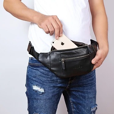 Women's Elegant Genuine Leather Belt Bag – Multi-Pocket – 6