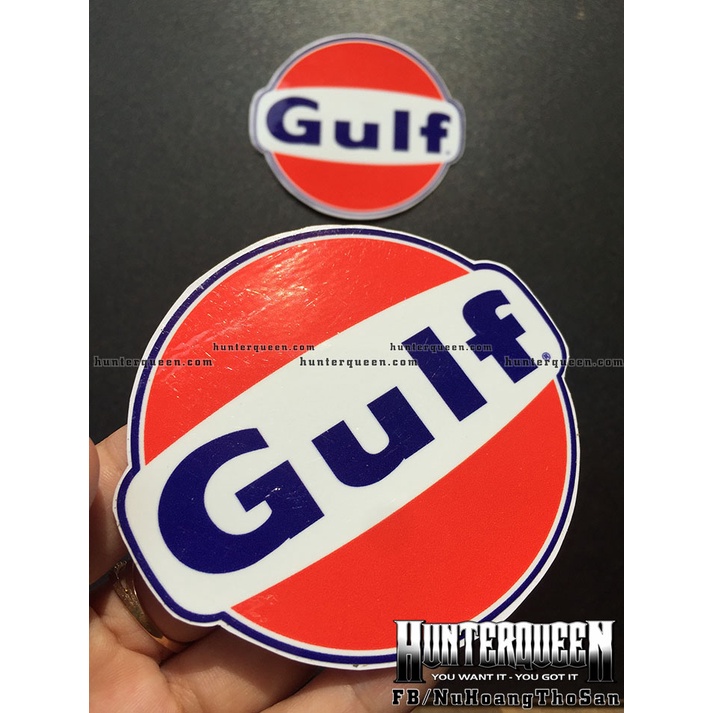 Logo Gulf [8.8x7.8cm]. Decal hình dán sticker xe gắn máy. Chống nước, không bay màu