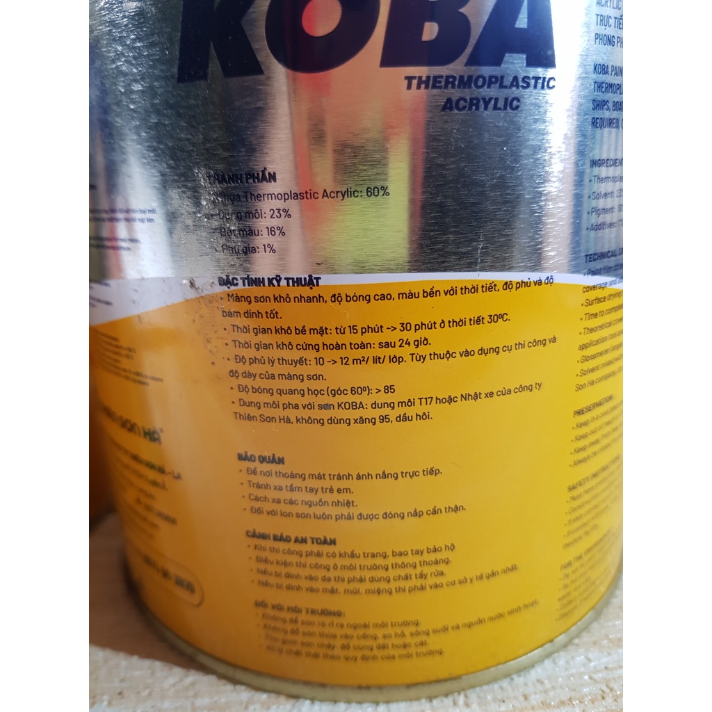 [CHÍNH HÃNG]SƠN SẮT MẠ KẼM SƠN 1 THÀNH PHẦN KOBA 800g [CÓ XUẤT HĐ GTGT](MẪU MỚI)