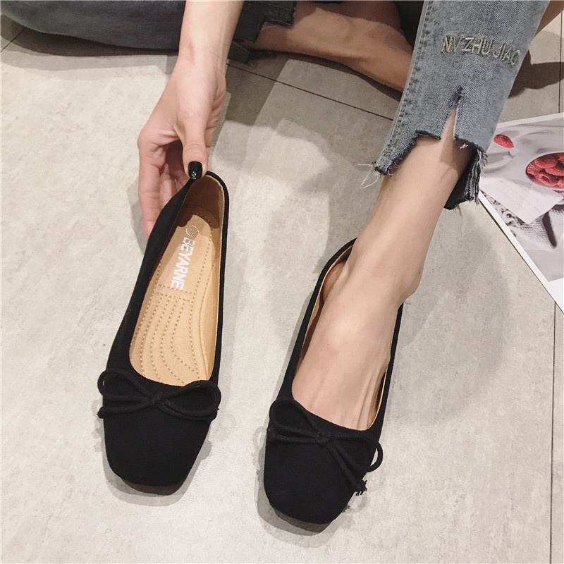 Size Lớn (31-45) Tất Cả Trận Đấu Giày Nữ Size Lớn Thoải Mái Nơ Da Lộn Dép Nơ Giày Thuyền Bằng Muỗng 45 Size Lớn 45 44 43 Công Nhân Văn Phòng Chị Em