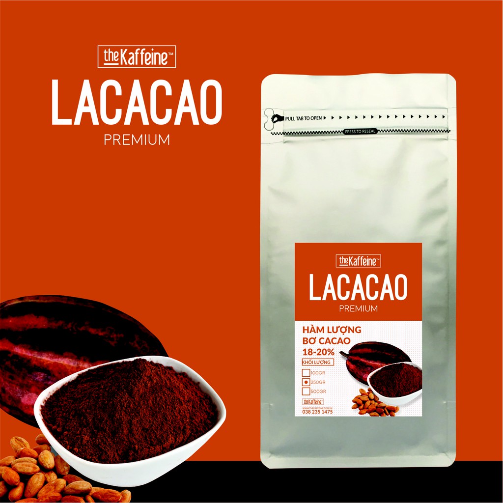 [Mã BMLTA35 giảm đến 35K đơn 99K] Bột Cacao Nguyên Chất LACACAO Premium 250g The Kaffeine
