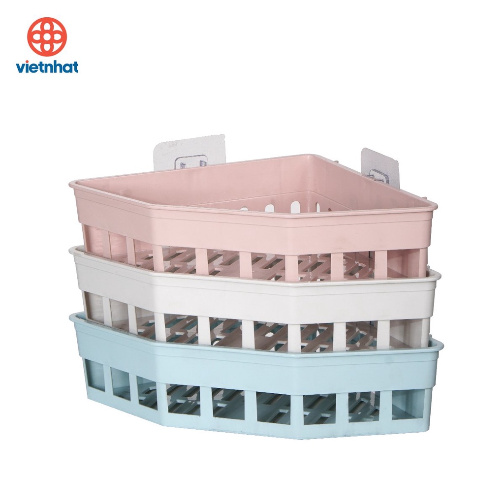 Khay tam giác dán tường Hokori Việt Nhật đựng vật dụng nhà tắm nhà bếp, Kệ đựng đồ đa năng nhựa PP cao cấp 5610