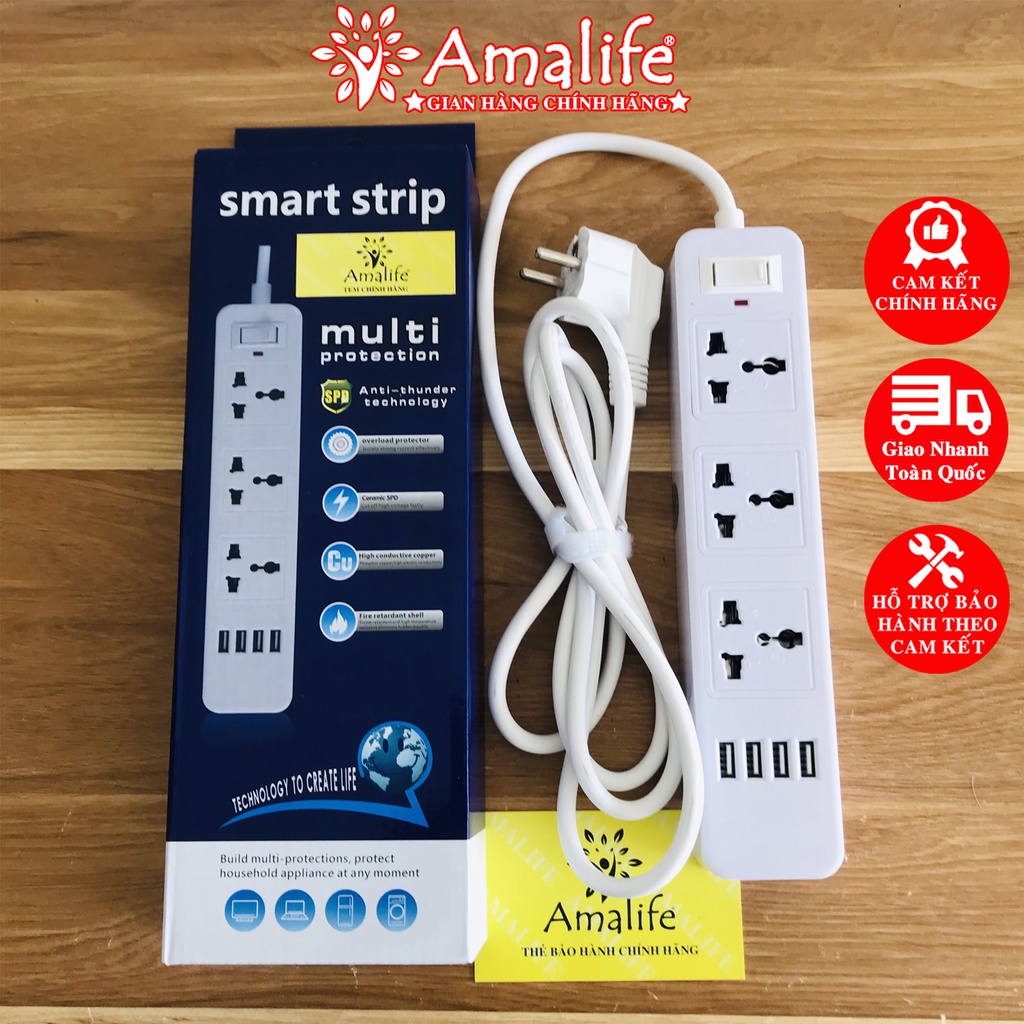 Mô tả Ổ Cắm Điện Đa Năng JW301 Có 4 Cổng USB Sạc Tối Đa 12W và Ổ Điện Chịu Tải 2500W Dây Dài 2M Chọn Màu Chính Hãng Amalife - 1