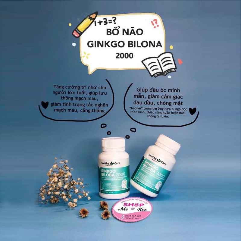 Viên Uống Bổ Não Healthy Care Ginkgo Biloba 2000, Bổ não Úc - 100 viên