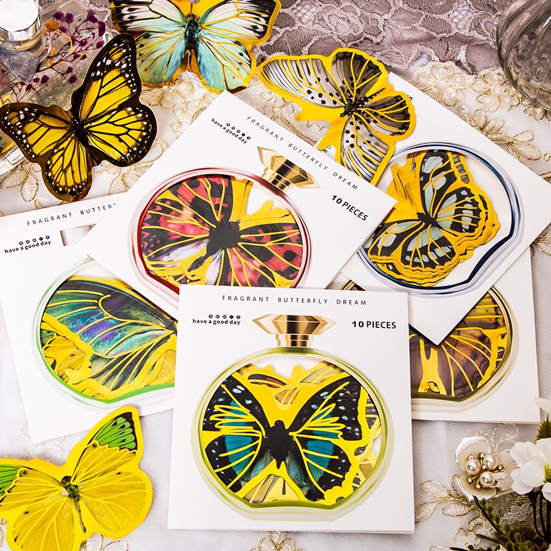 Sticker vintage dán trang trí 10 mếng Butterfly HD140 - K58 DIY Crafts, Scrapbook, Journal, Diary, Planner.