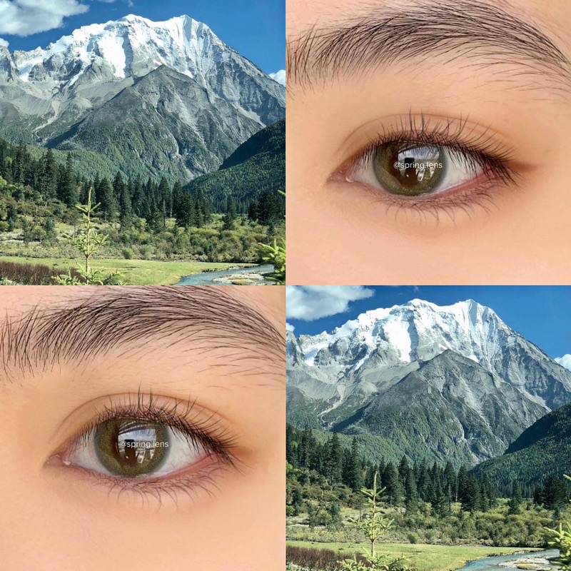 Kính áp tròng xanh lá PRI GREEN viền Blue 1 tháng | Spring Lens