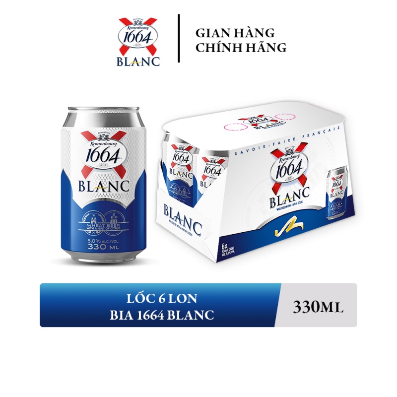 Lốc 6 lon bia Kronenbourg 1664 Blanc (330ml x 6 lon)