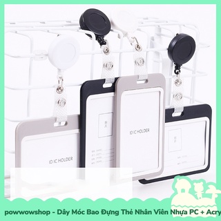 [Sẵn VN - Hỏa Tốc] Dây Kéo Bao Đựng Thẻ Nhân Viên Nhựa PC + Acrylic Phong Cách Đơn Giản Simple Black & Grey