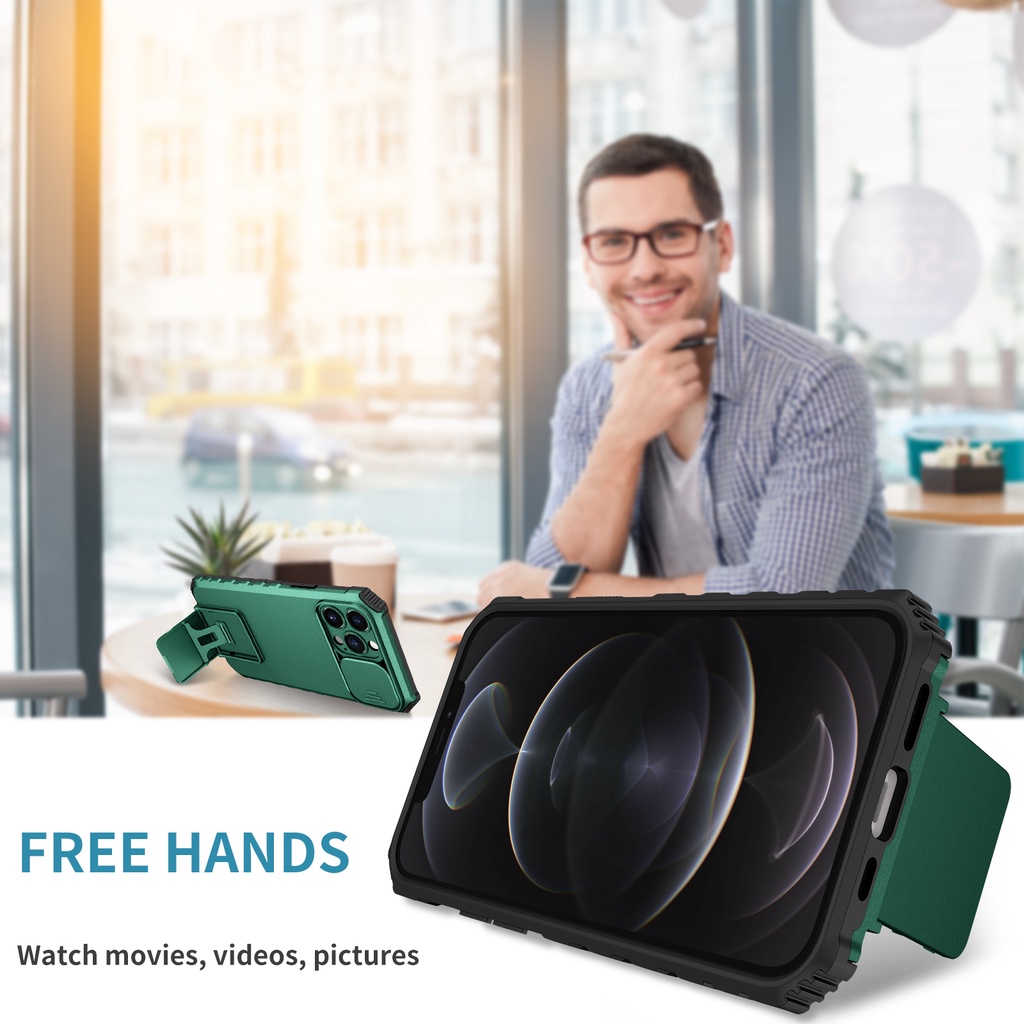 Ốp Điện Thoại Siêu Mỏng Có Thanh Trượt Bảo Vệ Camera Cho iphone 12 Pro Max 7 8 Plus X Xs Max XR