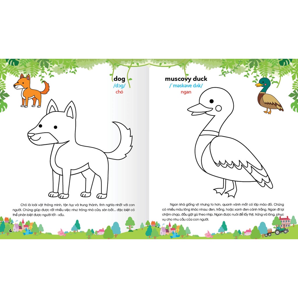 Ảnh Sách - Colouring 365 ngày Tô màu - KHÁM PHÁ THẾ GIỚI PHÁT TRIỂN TRÍ TUỆ - Động vật nuôi, Chim, Cá (Tập 1) 3