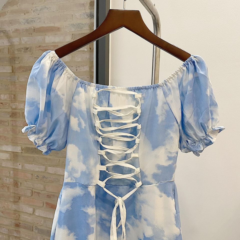 ĐẦM LOAN XANH ĐAN NƠ NGỰC - JANI DRESS