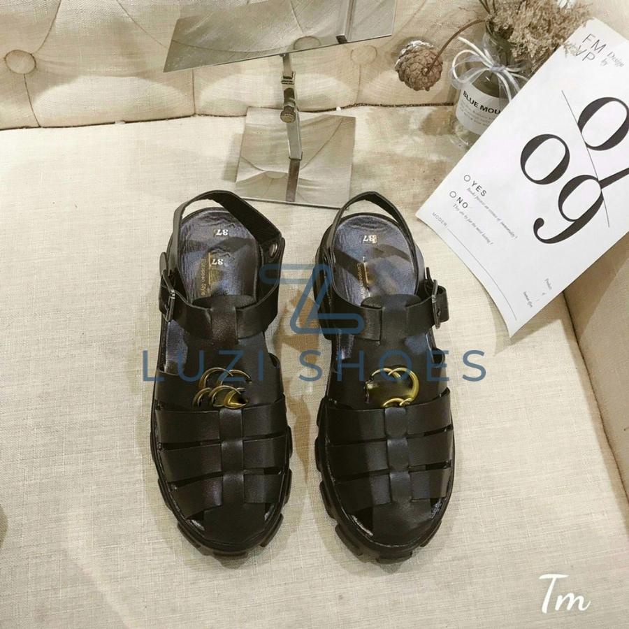 Giày sandal rọ mũi đan dây đế bánh mì cao 5p, dép quai hậu nữ đan dây ...