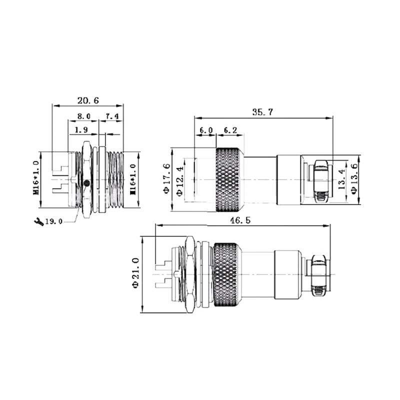 Ổ cắm cảm biến chống nước Gx16 2 / 3 / 4 / 5 / 6 pin mới chuyên dụng