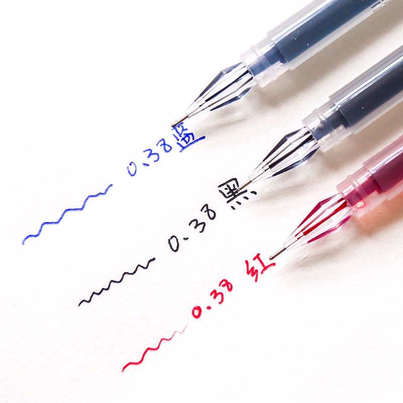 Bút Bi Gel Màu Xanh/Đen/Đỏ Ngòi 0.38Mm