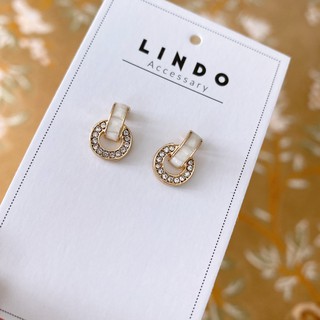 [T0209] KHUYÊN TAI thời trang nữ đính đá tròn LINDO