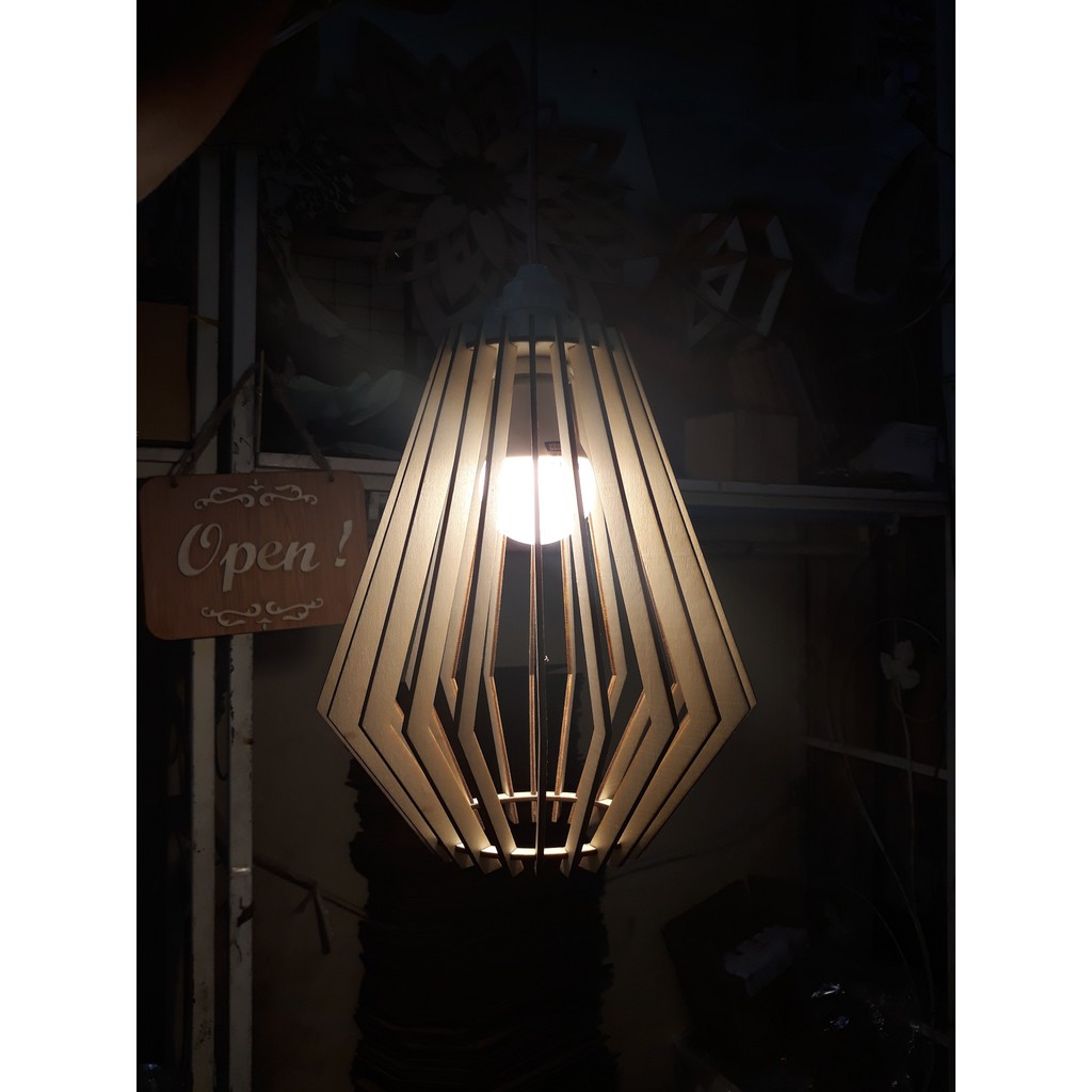 Đèn Gỗ DIY 058 thả trần trang trí
