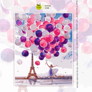Tranh tô màu số hóa Madoca có khung 40x50cm Bay giữa Paris T922