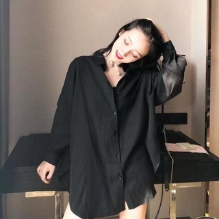 Phong cách hàn quốc nữ nữ dáng rộng áo sơ mi dài tay áo baju baju wanita lengan panjang