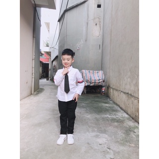 Áo sơ mi trắng dài tay cho bé trai ( có kèm theo cà vạt )