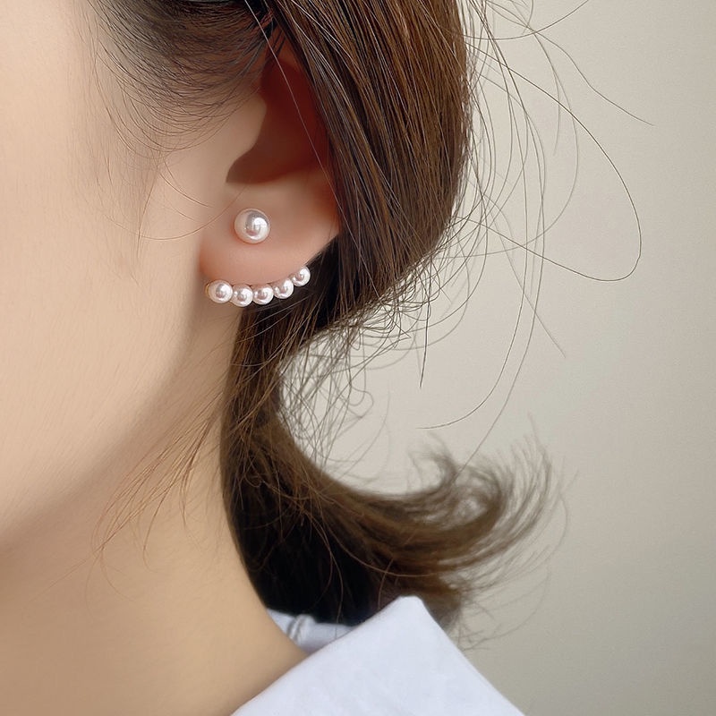 Bông Tai Mạ Bạc 925 đính đá ngọc trai nhân tạo Xinh Xắn Phong Cách Hàn Quốc BO16