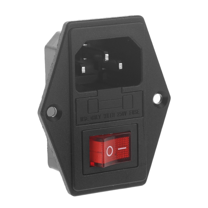 POP 10Amp 250V Đầu vào Mô-đun phích cắm Ổ cắm điện nam có cầu chì Công tắc 3 chân IEC320 C14