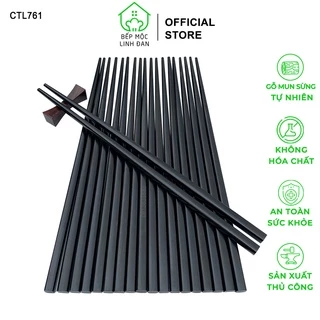 Đũa Nhật Gỗ Mun Sừng Cao Cấp HAHANCO Đầu Gắp Thon Nhỏ [CTL761] Hộp 10 Đôi