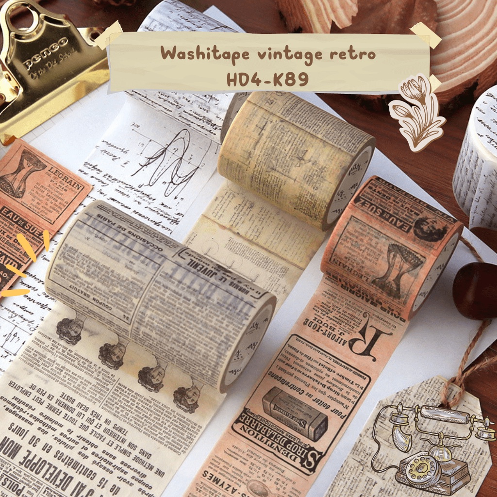 Washi tape vintage caro trang trí sổ retro HD4-K89 DIY Crafts ...