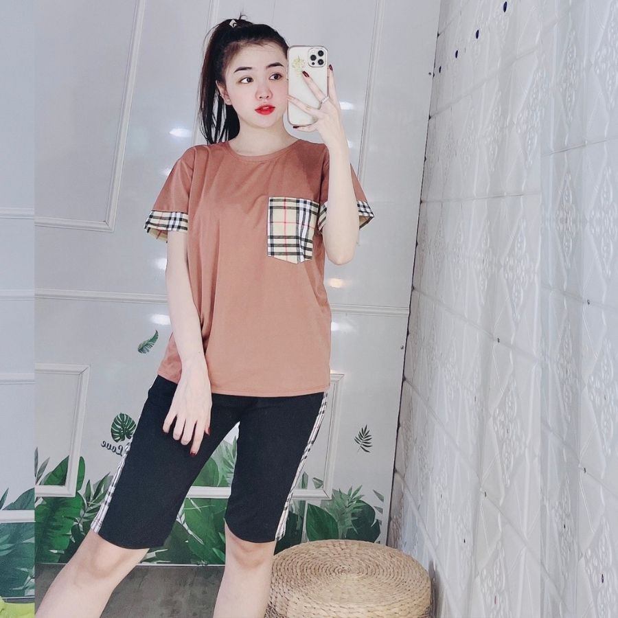Đồ Bộ Ngủ Nữ Trung Niên Bigsize 43-85kg Thun Cotton ESHOP AD17 Quần Lửng Mặc Nhà, Đi Chơi Mùa Hè