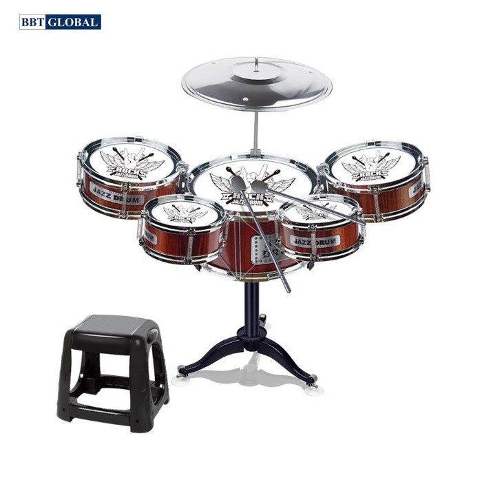 Ảnh Bộ trống đồ chơi cho bé 6 chi tiết kèm ghế ngồi BBT GLOBAL 586-300 3