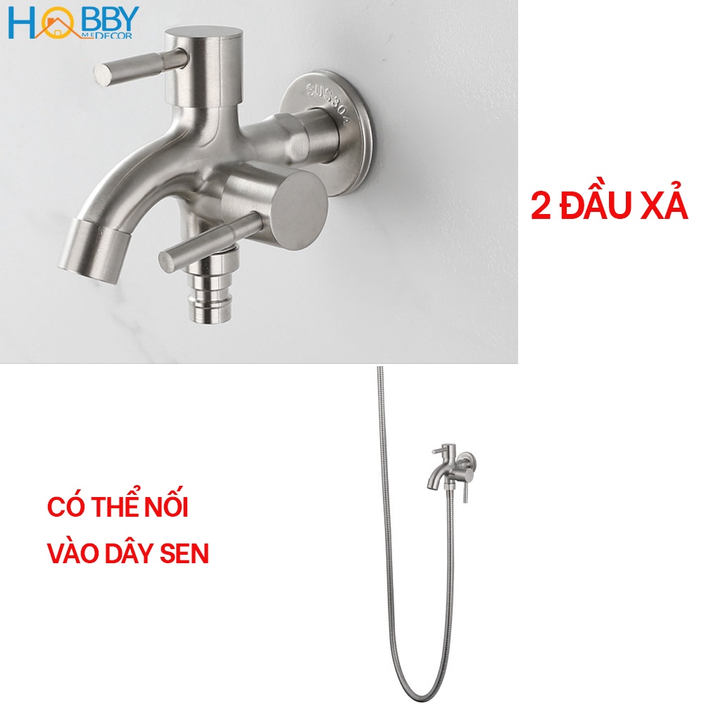 Ảnh Vòi củ sen lạnh đa năng 2 đầu xả Inox 304 ren 21 Hobby home decor CS1 1