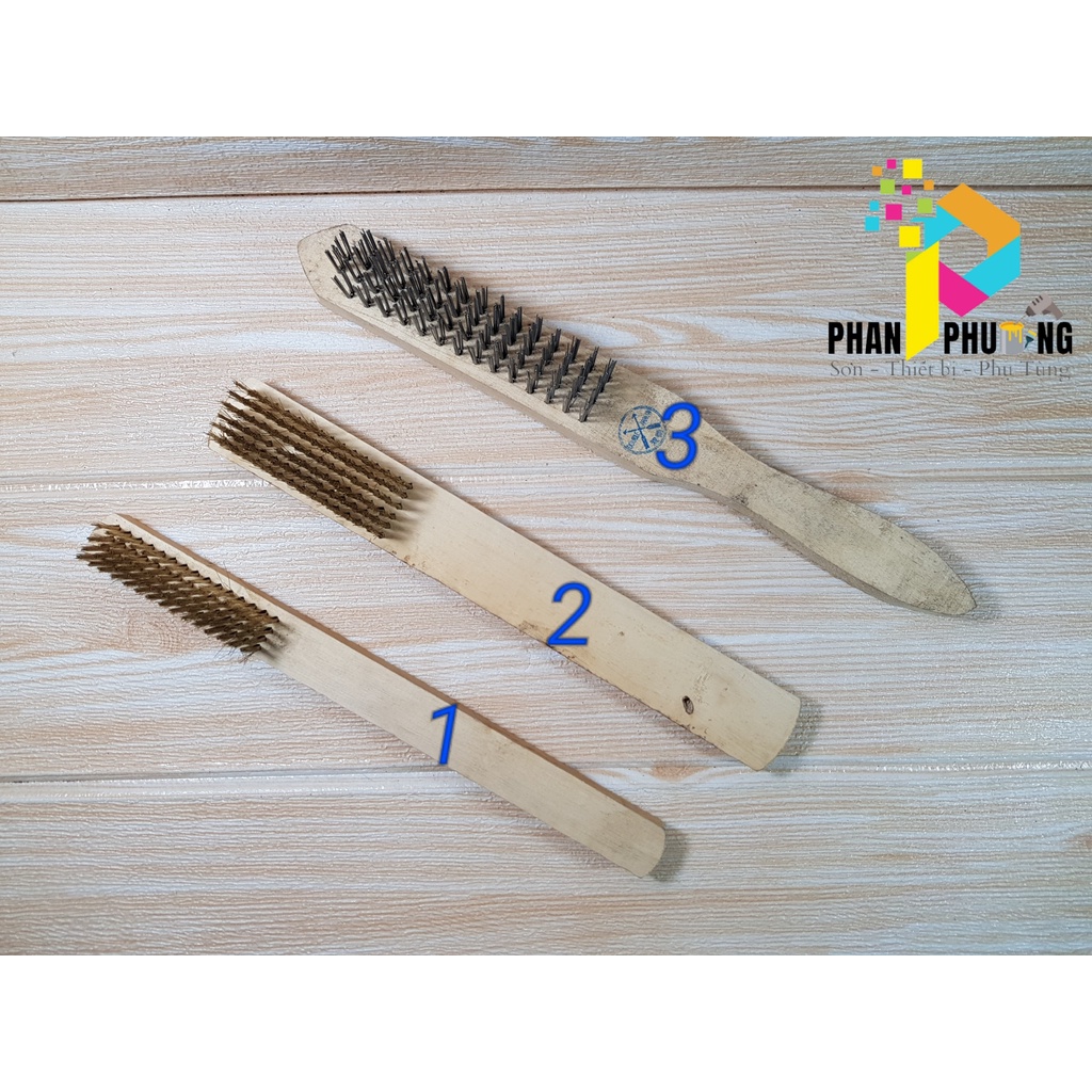 SET 2 BÀN CHẢI ĐÁNH RỈ, CHẢI CHÀ SÉT, BÀN CHẢI CÁN DÀI LOẠI KẼM, ĐỒNG