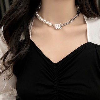 Dây chuyền ngọc trai nhân tạo nam nữ mix chain Broobelt vòng cổ đôi ngọc phối xích titan mạ bạc 925