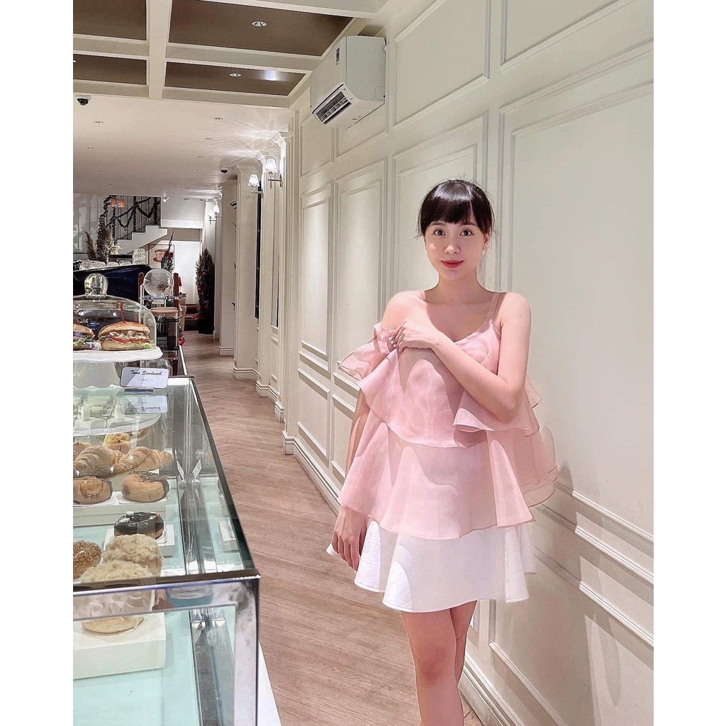 ÁO HAI DÂY CỘT CHẤT ORGANZA BỒNG BỀNH XINH XẮN - ANN TOP