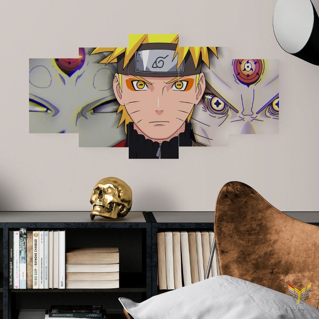 Bộ 5 tranh dán tường ghép chủ đề Naruto chất liệu Decal, tranh ...